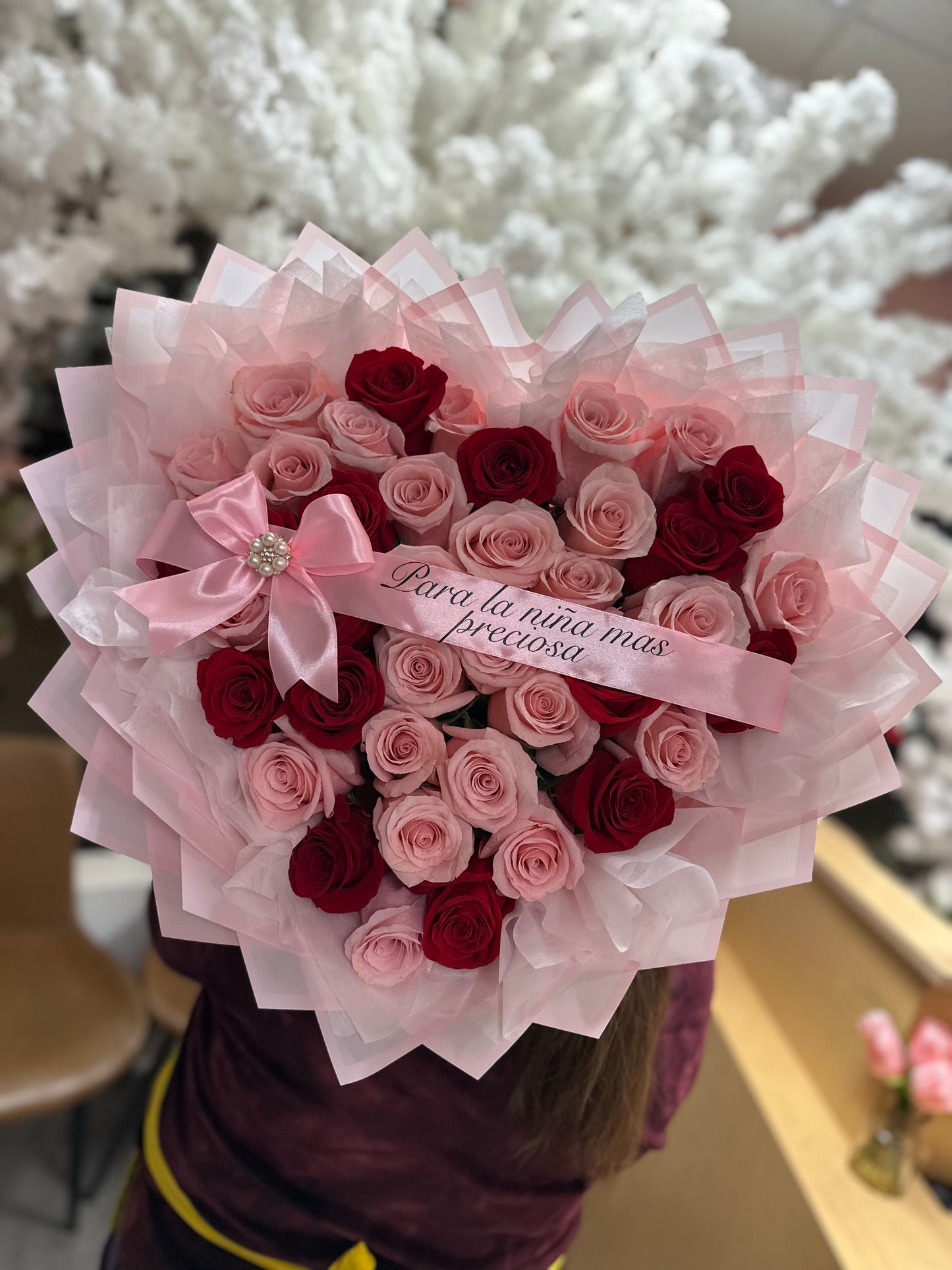 36 Ecuadorian Roses Heart Mix Red and Pink