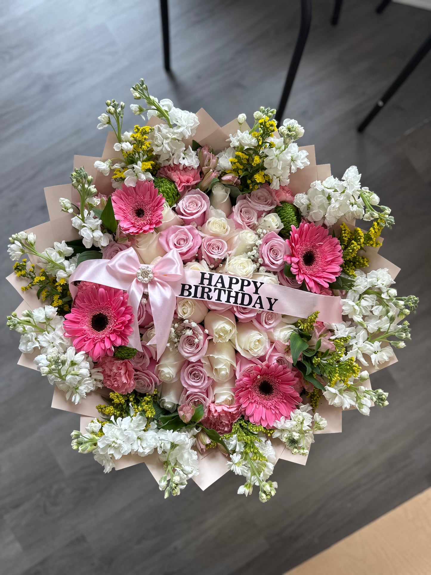 50 pink and white+Gerber Daisy floral mix