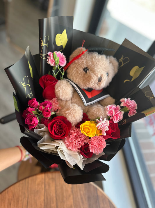 Floral mix Graduation Bear
