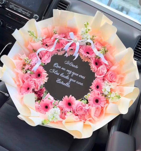 Pink floral mix Mirror Bouquet